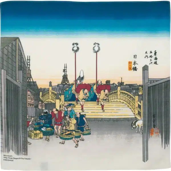 Furoshiki Ukiyo-e | Vue matinale de Nihonbashi Beige